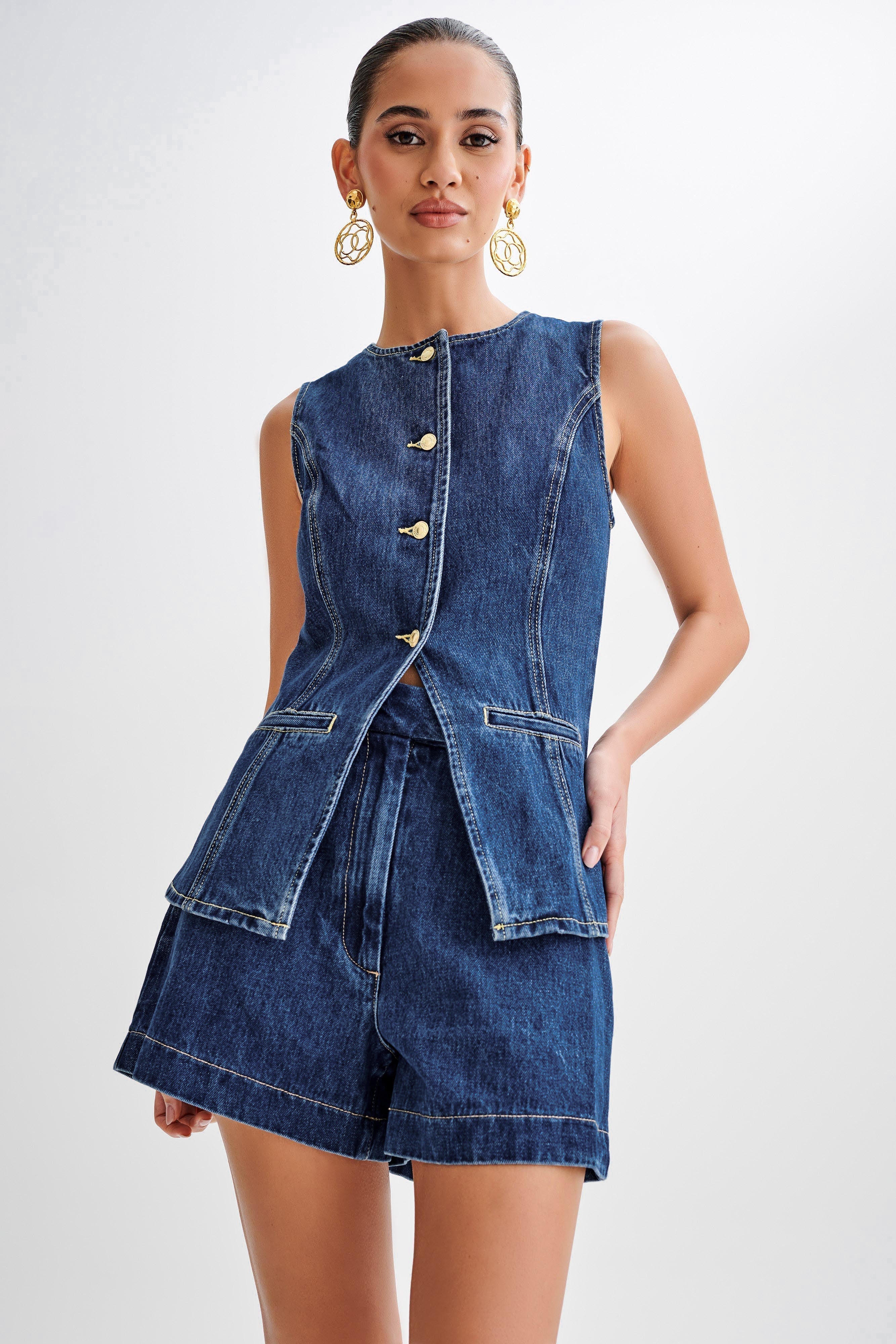 Lallisa | Trendigt denimset med knappar