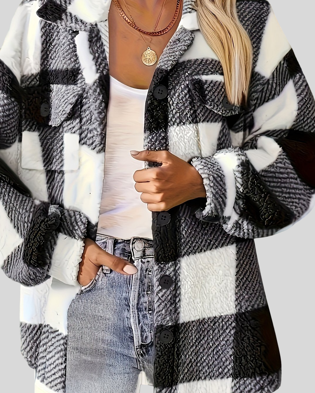 Lallisa – Rutig Knit med Hög Stretch
