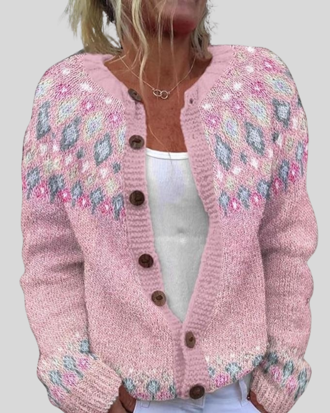 Lallisa | Rosa Lös Passform Tryckt Cardigan