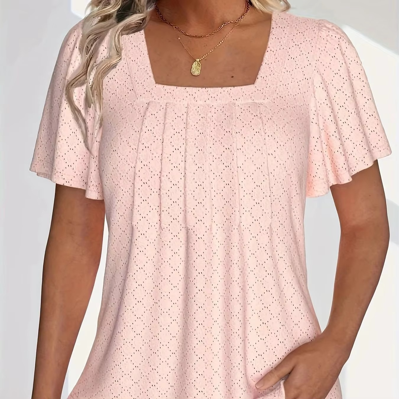 Lallisa | Mirelle – Blus med fyrkantig halsringning och textur