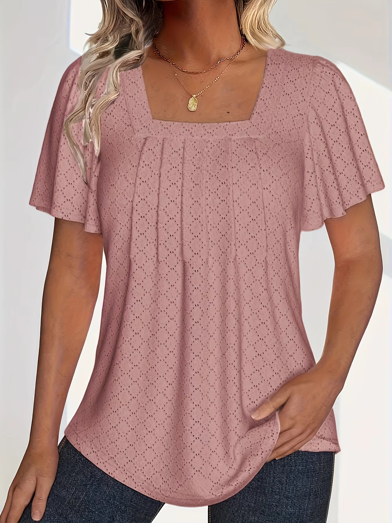 Lallisa | Mirelle – Blus med fyrkantig halsringning och textur