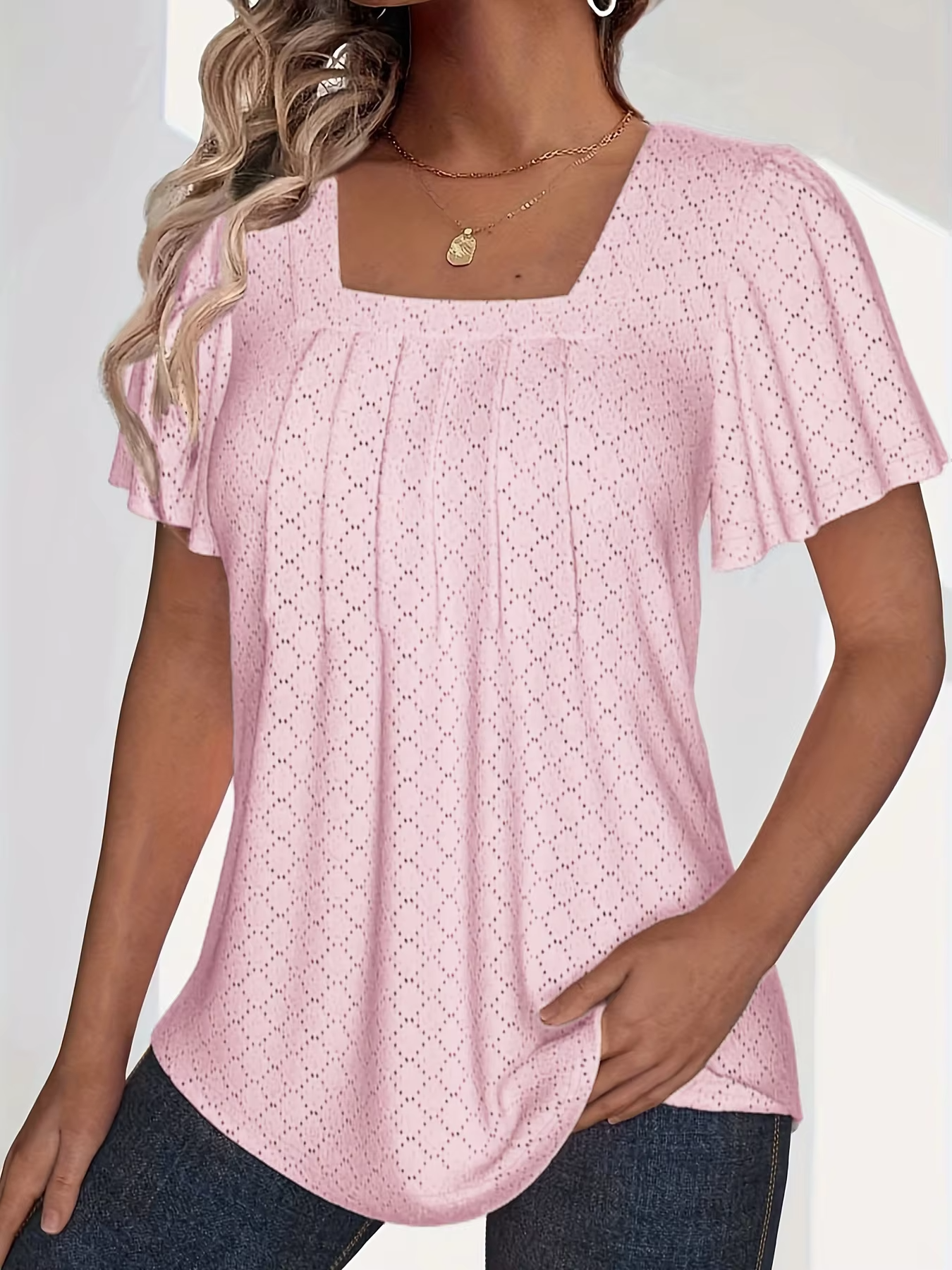 Lallisa | Mirelle – Blus med fyrkantig halsringning och textur