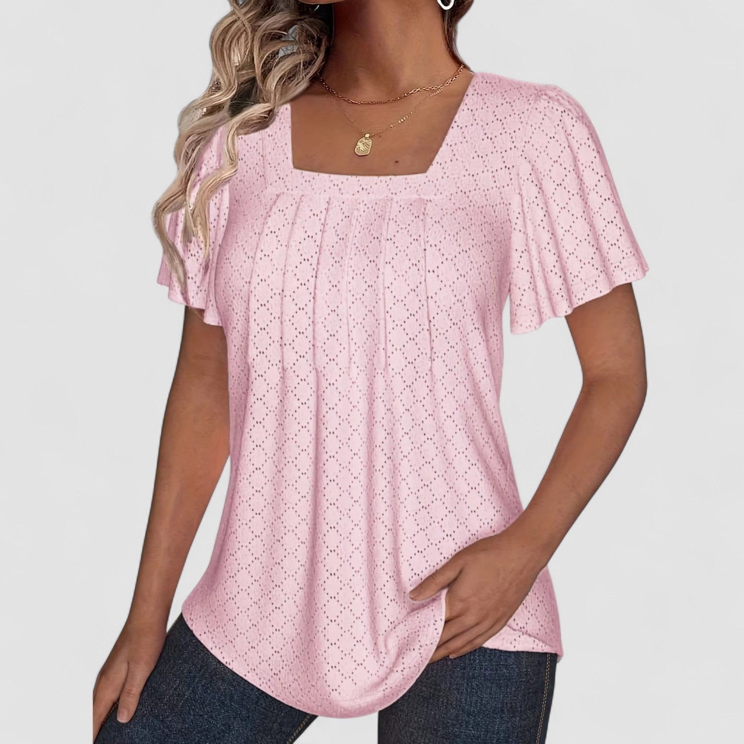 Lallisa | Mirelle – Blus med fyrkantig halsringning och textur