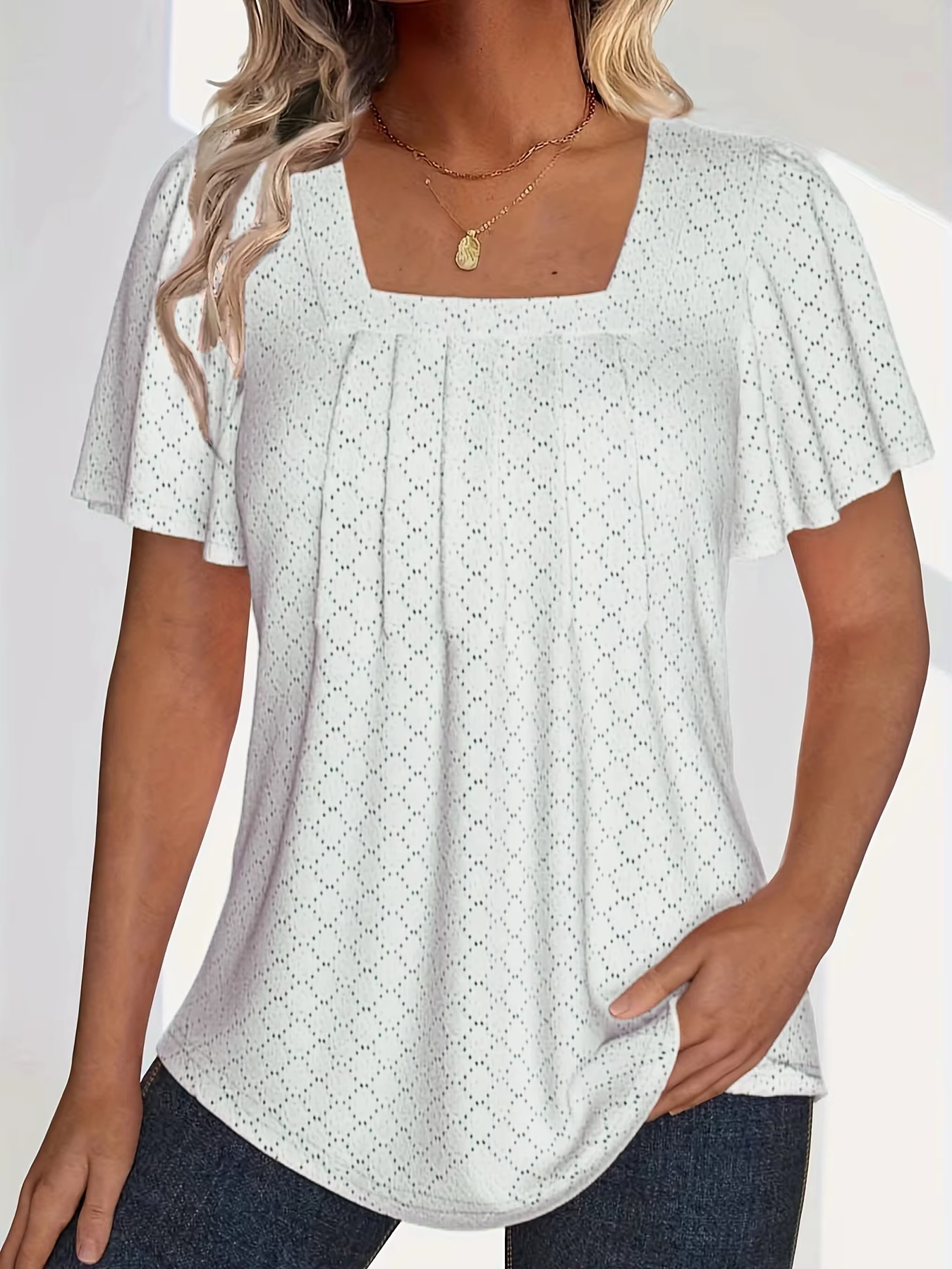 Lallisa | Mirelle – Blus med fyrkantig halsringning och textur
