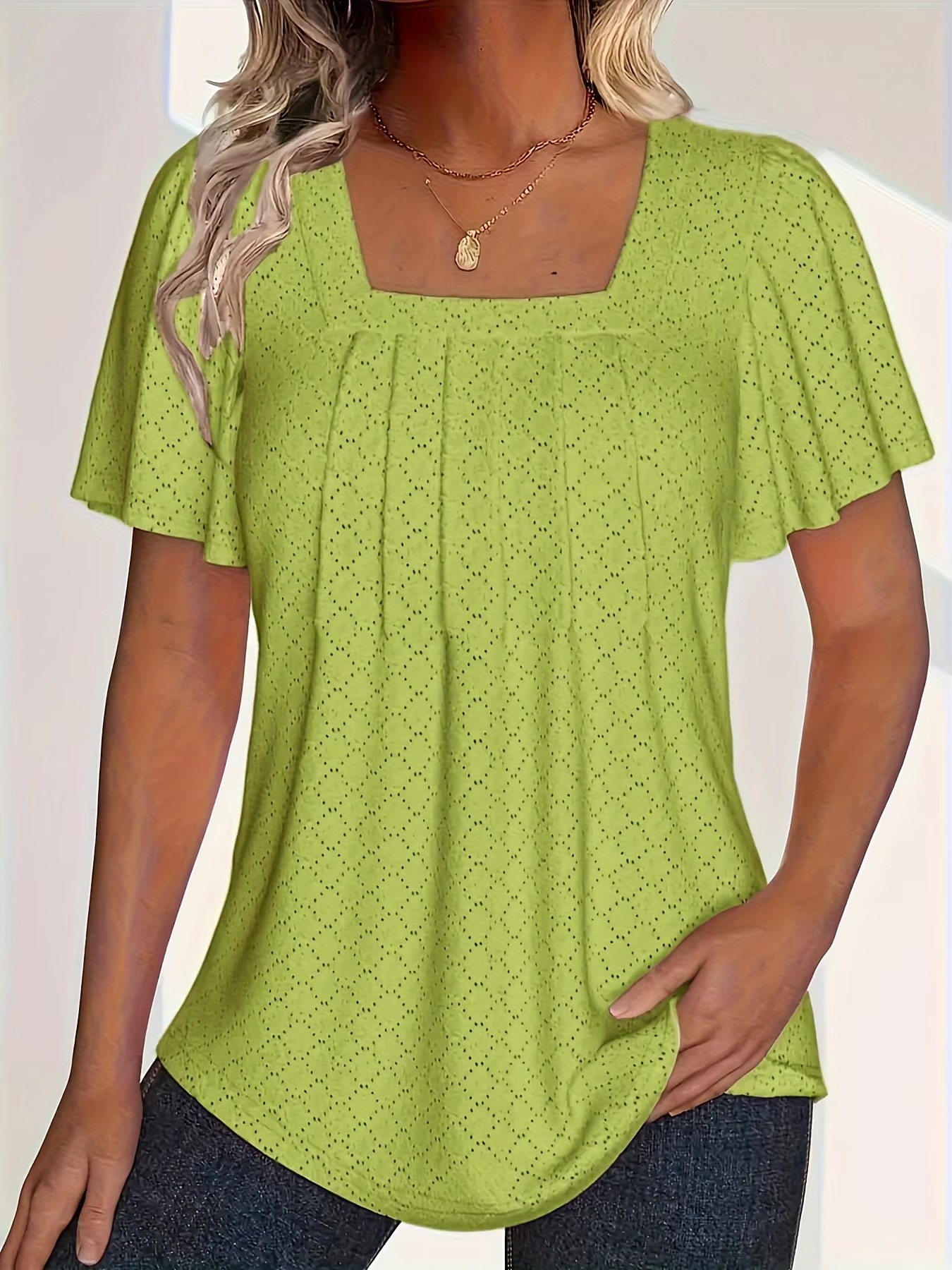 Lallisa | Mirelle – Blus med fyrkantig halsringning och textur