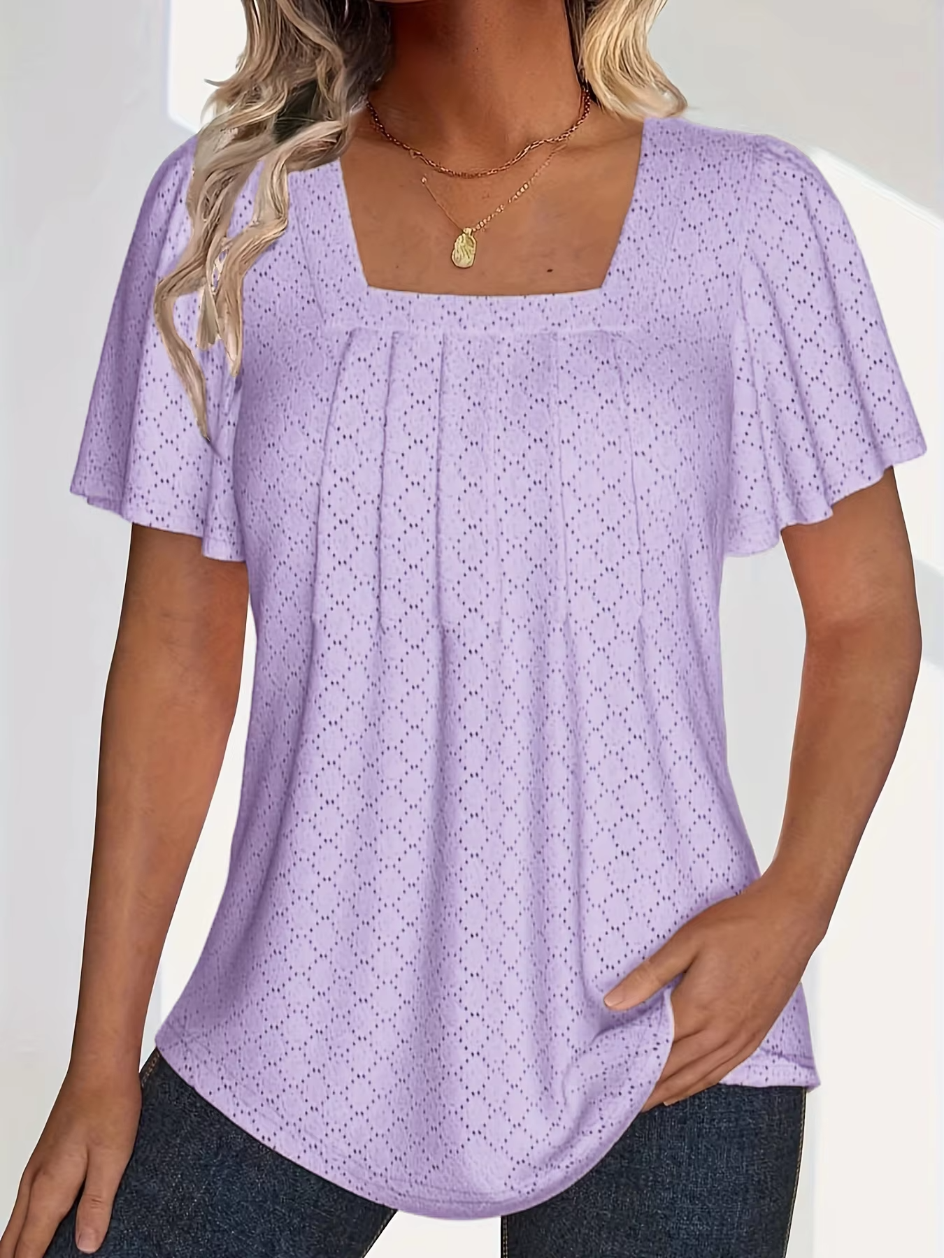 Lallisa | Mirelle – Blus med fyrkantig halsringning och textur