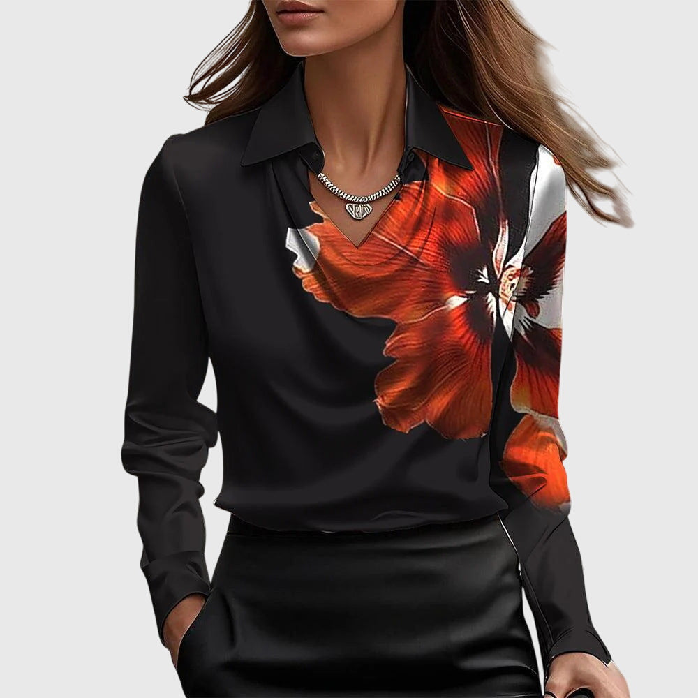 Lallisa | Elegant Blus med Blomstertryck